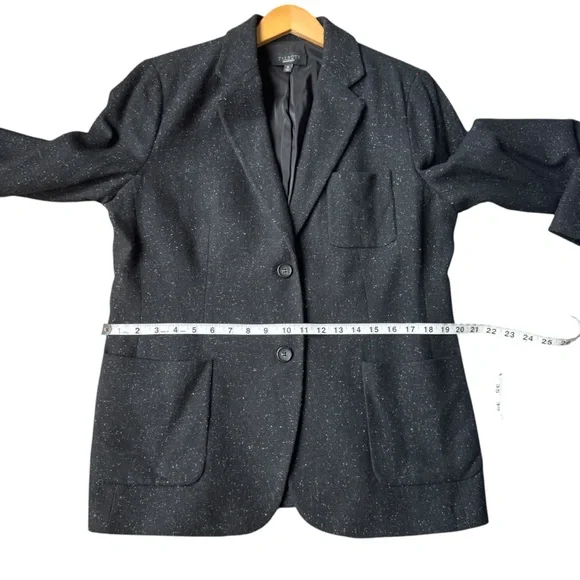 Talbots Women's Black Tweed Wool Blend Two Buttons Blazer Jacket Size 16 - Picture 11 of 15